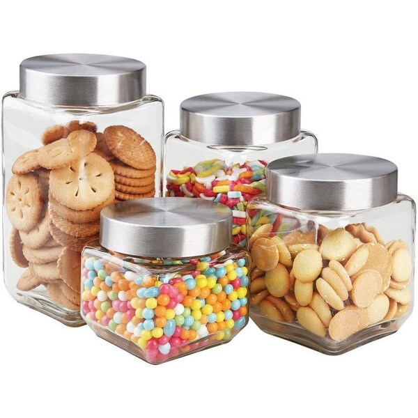 Home Basics 4 Piece Canister Set with Stainless Steel Lids - CS10438