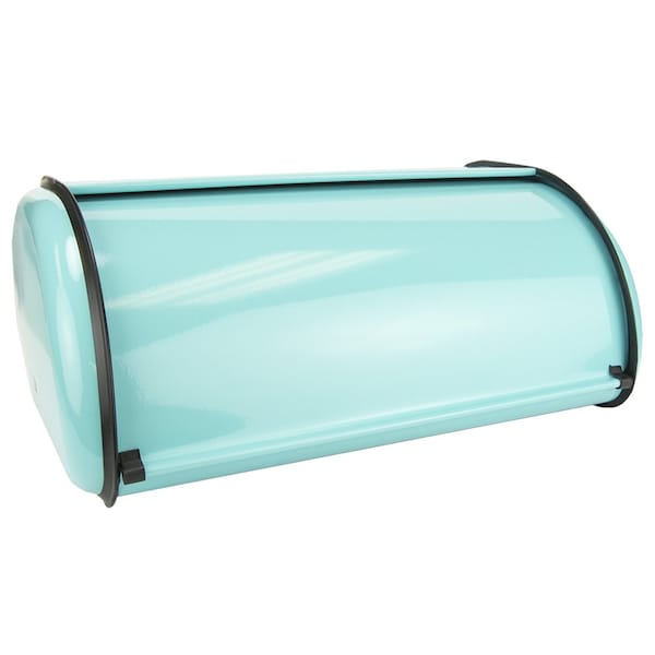 Hds Trading Roll Up Lid Steel Bread Box, Turquoise - ZOR96019