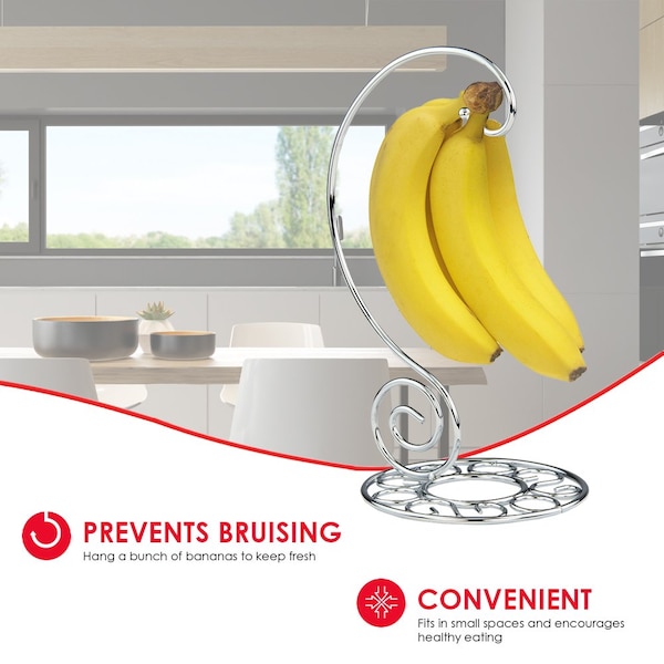 Hds Trading Chrome Plated Steel Scroll Collection Banana Holder - ZOR96061