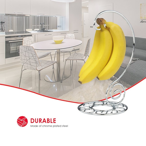Hds Trading Chrome Plated Steel Scroll Collection Banana Holder - ZOR96061