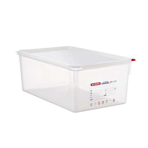 Araven AIRTIGHT CONTAINER POLYPROPYLENE GN1/1, 29, 6qt TRANSPARENT, 20 7/8" X 12 3/4" X 8" - 03038