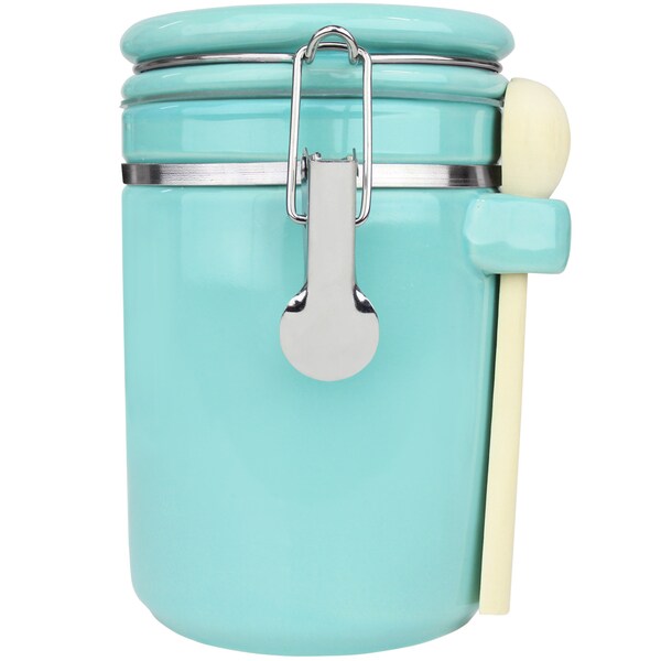 Blue Donuts 40oz Ceramic Airtight Food Storage Canister with Spoon, Turquoise - BD3928642