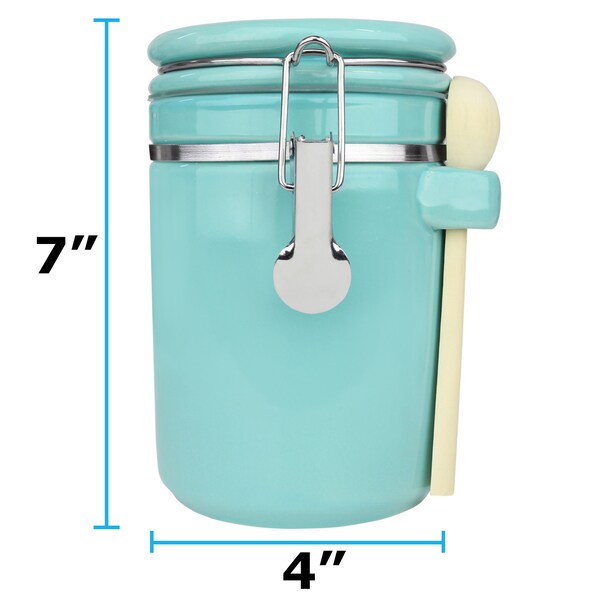 Blue Donuts 40oz Ceramic Airtight Food Storage Canister with Spoon, Turquoise - BD3928642