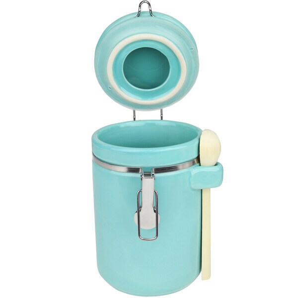 Blue Donuts 40oz Ceramic Airtight Food Storage Canister with Spoon, Turquoise - BD3928642