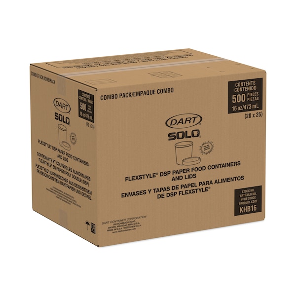 Dart Flexstyle Double Poly Food Combo Pack, 16 oz, White, PK250 - KHB16A-2050