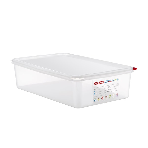 Araven AIRTIGHT CONTAINER POLYPROPYLENE GN1/1, 14, 4qt TRANSPARENT, 20 7/8" X 12 3/4" X 4" - 03036