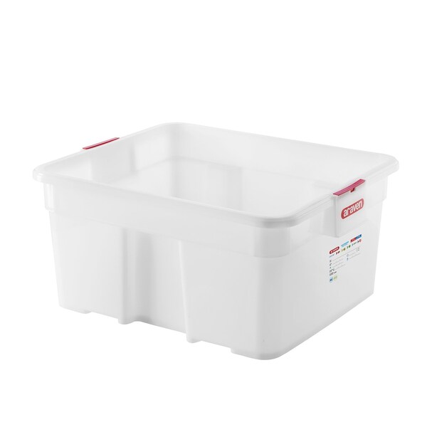 Araven LARGE FOOD BOX HDPE GN 2/1, 18.5G WHITE, 25 5/8" X 21" X 11 3/4" - 04069