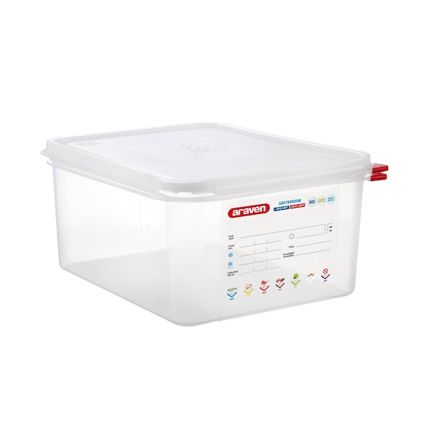 Araven AIRTIGHT CONTAINER POLYPROPYLENE GN1/2, 10.5qt  TRANSPARENT, 12 3/4" 10 3/8" X 6" - 03034
