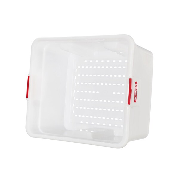Araven PERFORATED LARGE FOOD BOX HDPE GN 2/1, 18.5G WHITE, 25 5/8" X 21" X 11 3/4" - 04079