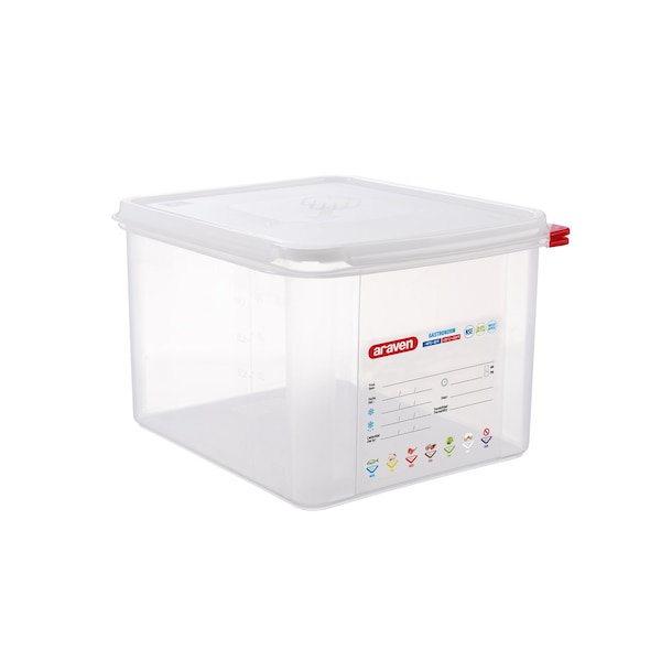 Araven AIRTIGHT CONTAINER POLYPROPYLENE GN1/2, 13.2qt TRANSPARENT, 12 3/4" X 10 3/8" X 8" - 03035