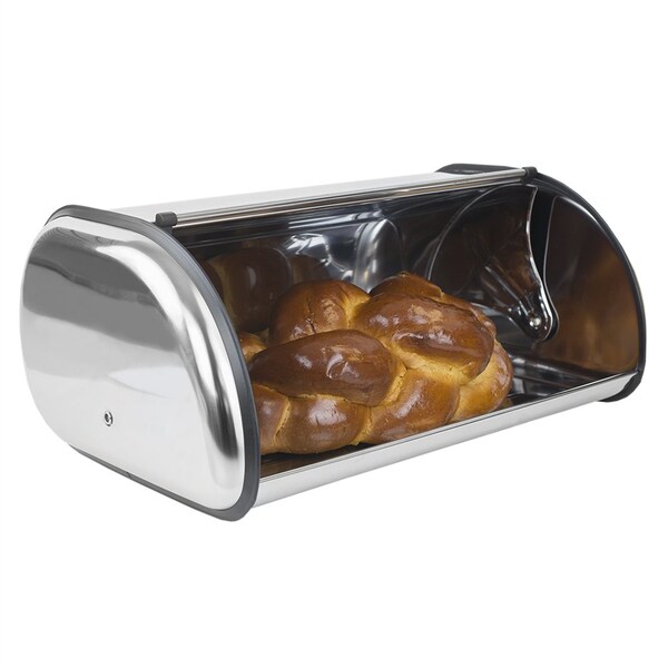 Home Basics Home Basics Roll-Top Lid Stainless Steel Bread Box, Silver - ZOR95595