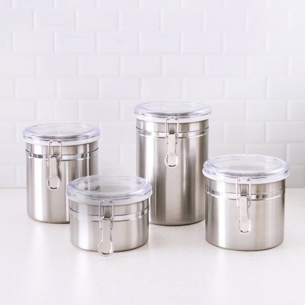 Home Basics 4 Piece Stainless Steel Canister Set - CS10067