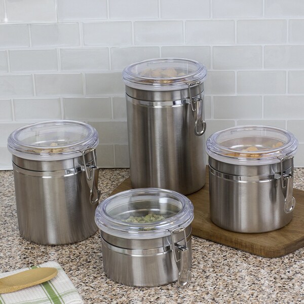 Home Basics 4 Piece Stainless Steel Canister Set - CS10067