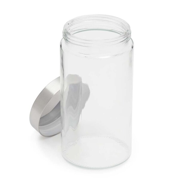 Home Basics Large 54 oz Round Glass Canister with AirTight Stainless Steel Twist Top Lid, Clear - GJ10826