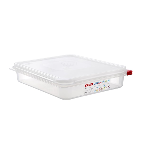 Araven AIRTIGHT CONTAINER POLYPROPYLENE GN1/2, 4.2qt TRANSPARENT, 12 3/4" X 10 3/8" X 2 1/2" - 03032