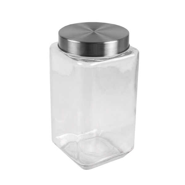 Home Basics Home Basics 67 oz. Square Glass Canister with Brushed Stainless Steel Screw-on Lid Clear - ZOR96123