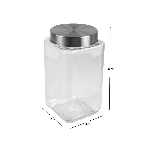 Home Basics Home Basics 67 oz. Square Glass Canister with Brushed Stainless Steel Screw-on Lid Clear - ZOR96123