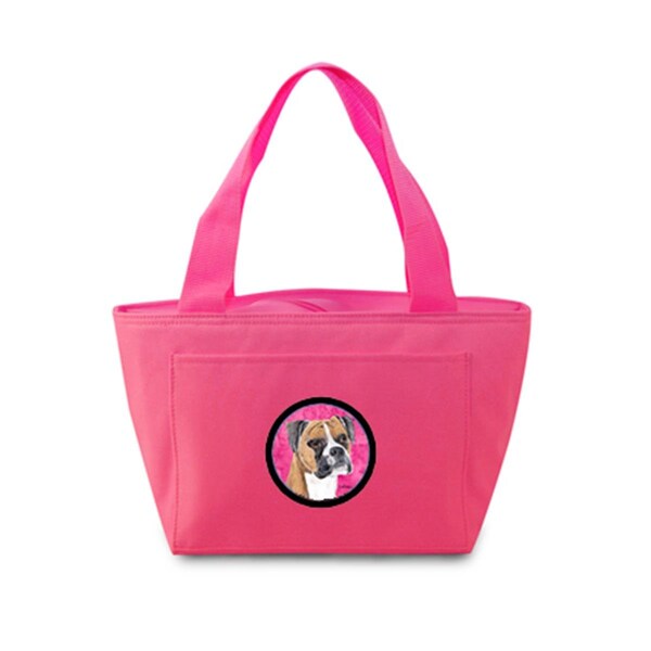 Carolines Treasures 15 x 7 in. Boxer Zippered Insulated School Washable and Stylish Lunch Bag Cooler- Pink - SC9121PK-8808