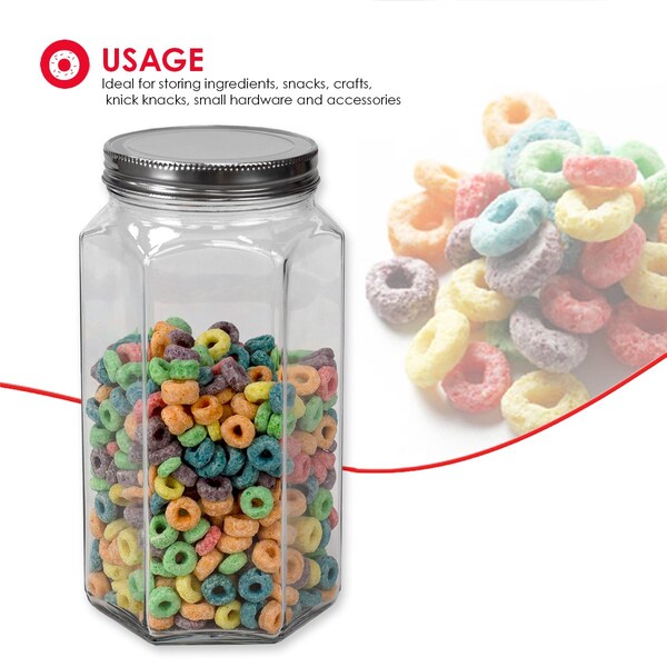 Home Basics Home Basics 51 oz. Large Hexagon Glass Canister, Clear - ZOR96108