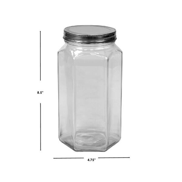 Home Basics Home Basics 51 oz. Large Hexagon Glass Canister, Clear - ZOR96108
