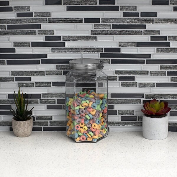 Home Basics Home Basics 51 oz. Large Hexagon Glass Canister, Clear - ZOR96108