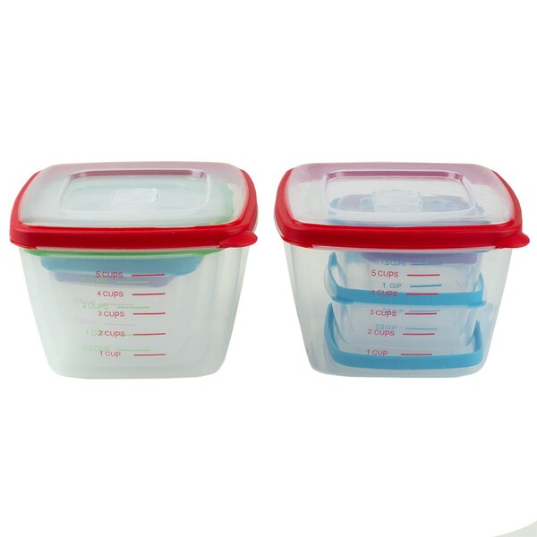 Home Basics 16 Piece Nesting Plastic Food Storage Container Set with MultiColor SnapOn Lids - SC45717