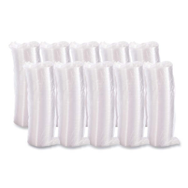 Dart Plastic Lids for Foam Cups, Bowls and Containers, Flat, Not Vented, Fits 6-32 oz, Clear, 1000PK - 20CLR