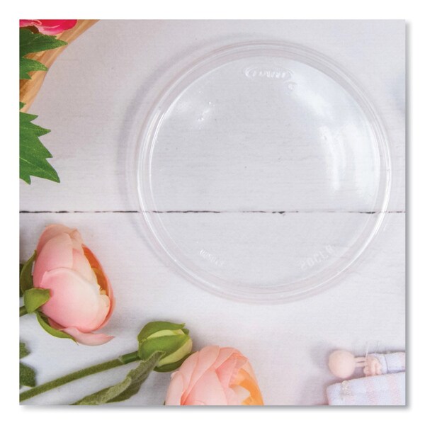 Dart Plastic Lids for Foam Cups, Bowls and Containers, Flat, Not Vented, Fits 6-32 oz, Clear, 1000PK - 20CLR