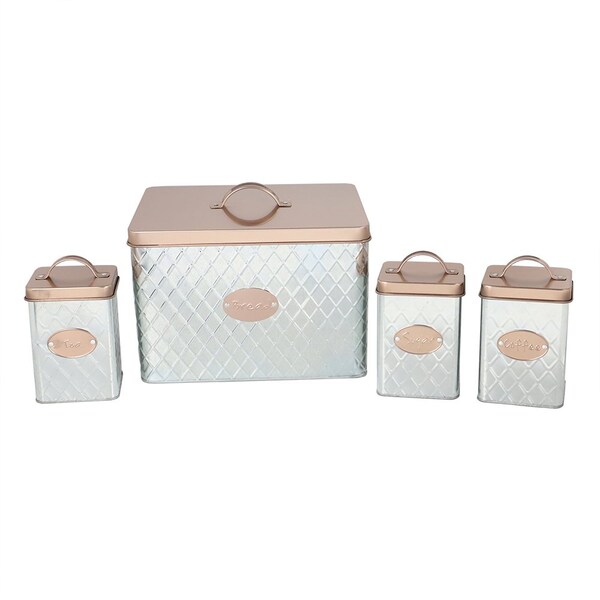Home Basics Arbor 4 Piece Tin Counter Storage, Silver - CS41850