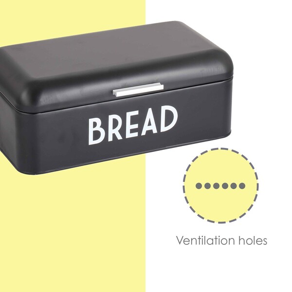 Hds Trading Metal Bread Box, Black - ZOR96009