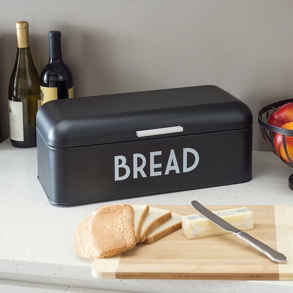 Hds Trading Metal Bread Box, Black - ZOR96009