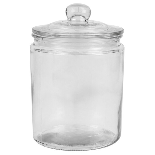 Home Basics Renaissance Collection Medium Glass Jar with Easy Grab Knob Handles, Clear - GJ45548
