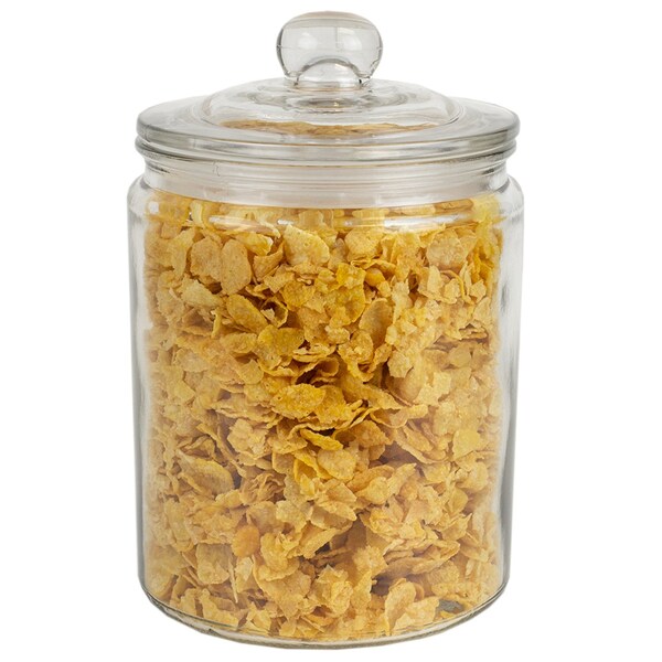 Home Basics Renaissance Collection Medium Glass Jar with Easy Grab Knob Handles, Clear - GJ45548