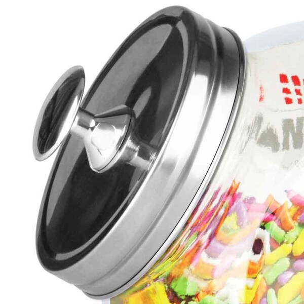 Home Basics Medium 5748 oz Round Glass Medium Candy Storage Jar with Stainless Steel Top, Clear - GJ01384