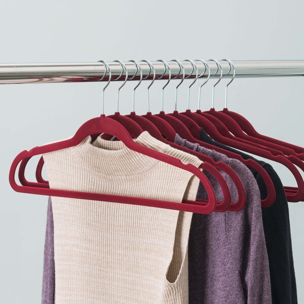 Home Basics Home Basics 10-Piece Velvet Hangers, Burgundy - ZOR96131
