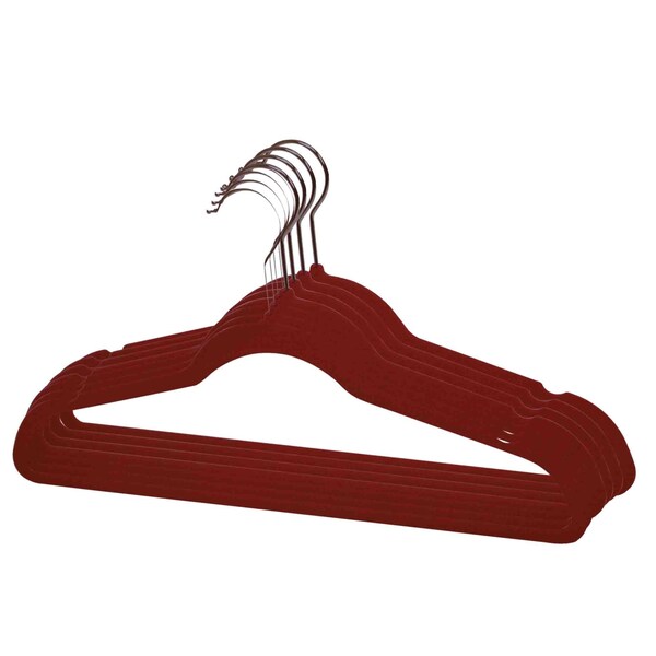 Home Basics Home Basics 10-Piece Velvet Hangers, Burgundy - ZOR96131