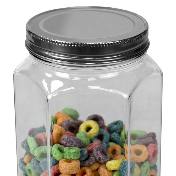 Home Basics 51 oz Large Hexagon Glass Canister, Clear - GC47606