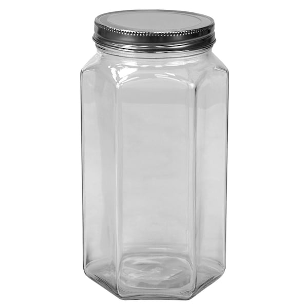 Home Basics 51 oz Large Hexagon Glass Canister, Clear - GC47606