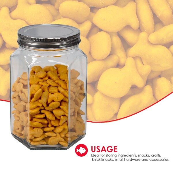Home Basics Home Basics 37 oz. Medium Hexagonal Glass Canister, Clear - ZOR96109