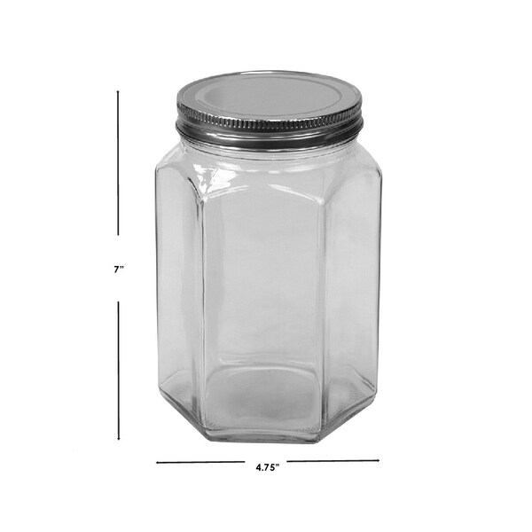 Home Basics Home Basics 37 oz. Medium Hexagonal Glass Canister, Clear - ZOR96109