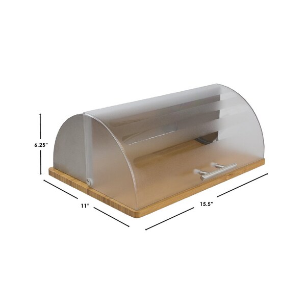 Hds Trading Bread Box with Wood Base, Metal Back and Plastic Lid, Natural - ZOR96008