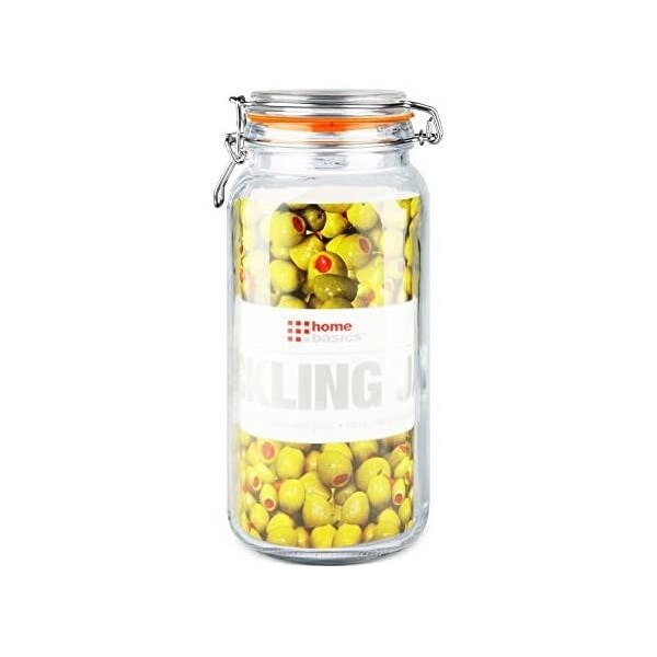 Home Basics 675 oz Glass Pickling Jar with Wire Bail Lid and Rubber Seal Gasket - GJ01374