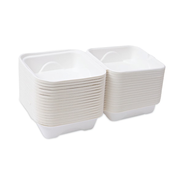 Eco-Products Renewable and Compostable Sugarcane Clamshells, 6 x 6 x 3, PK500 - EP-HC6