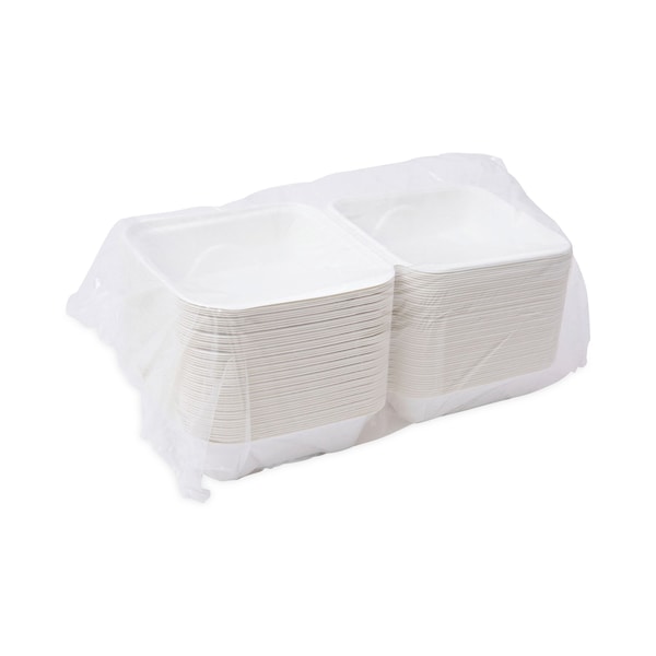 Eco-Products Renewable and Compostable Sugarcane Clamshells, 6 x 6 x 3, PK500 - EP-HC6