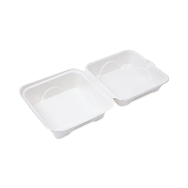 Eco-Products Renewable and Compostable Sugarcane Clamshells, 6 x 6 x 3, PK500 - EP-HC6