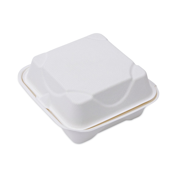 Eco-Products Renewable and Compostable Sugarcane Clamshells, 6 x 6 x 3, PK500 - EP-HC6