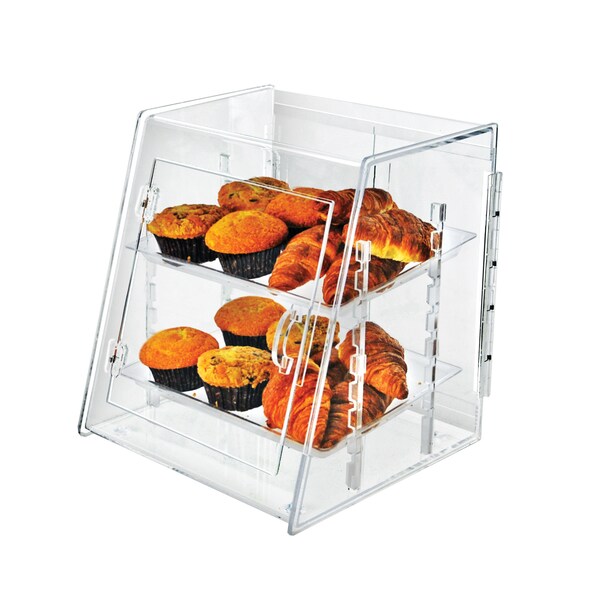 Azar Displays Acrylic Food Display Case w/ Front/Back Hinge Doors & 2 Trays - 400425