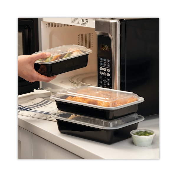 Pactiv VERSAtainers, 28 oz, 7.25 x 5 x 1.5, Black Base/Clear Lid, PK150 PK - PAC NC868B
