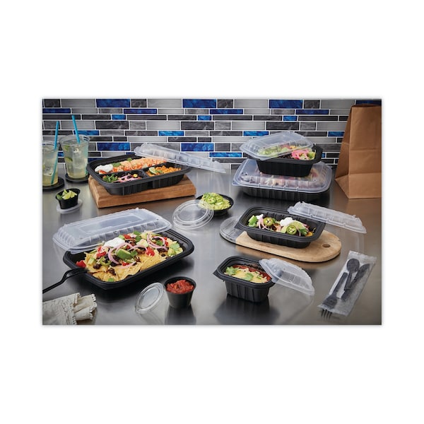 Pactiv Evergreen EarthChoice Entree2Go Takeout Container, 48 oz, 11.75 x 8.75 x 1.61, Black, 200PK - YCNB12X94800