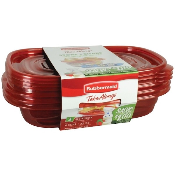 Rubbermaid TakeAlongs 7F55RETCHIL Food Storage Container, 4 Cups Capacity, Plastic, Clear, 4 in L, 7 in W, 10 in H - 2086710